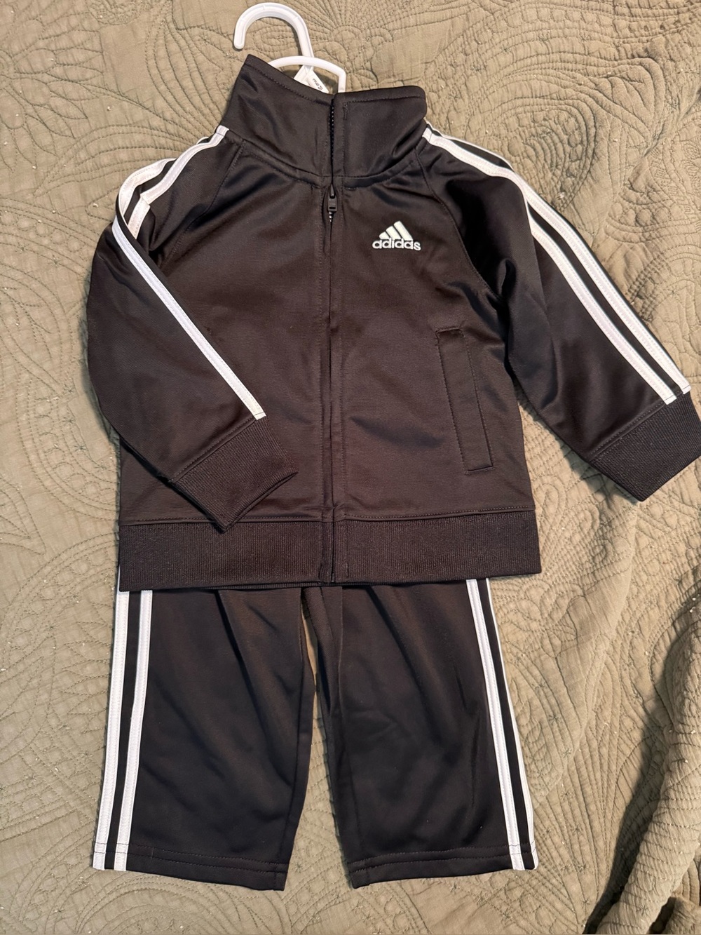 adidas Kids Track Jacket & Joggers with White Stripes 12 month